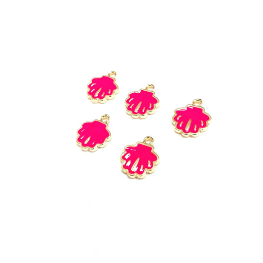 Gold Plated Enamel Oyster Shake Attachment - Neon Pink