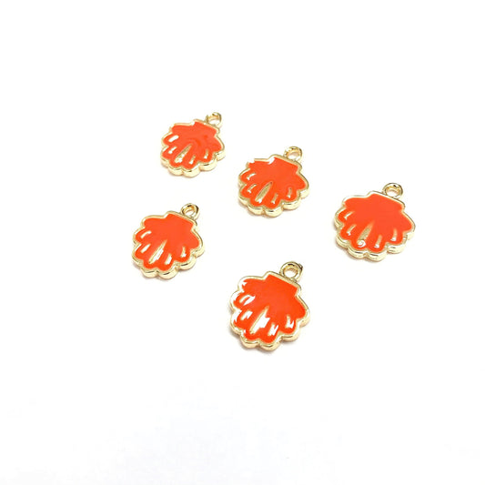 Gold Plated Enamel Oyster Rocking Attachment - Neon Orange