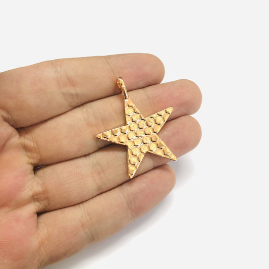 Rose Gold Plated 32mm Honeycomb Star Pendant 