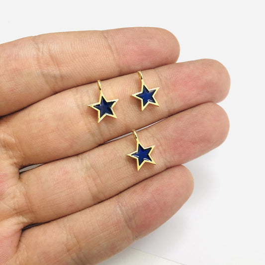 Gold Plated Enameled Star Shaking Attachment - Navy Blue