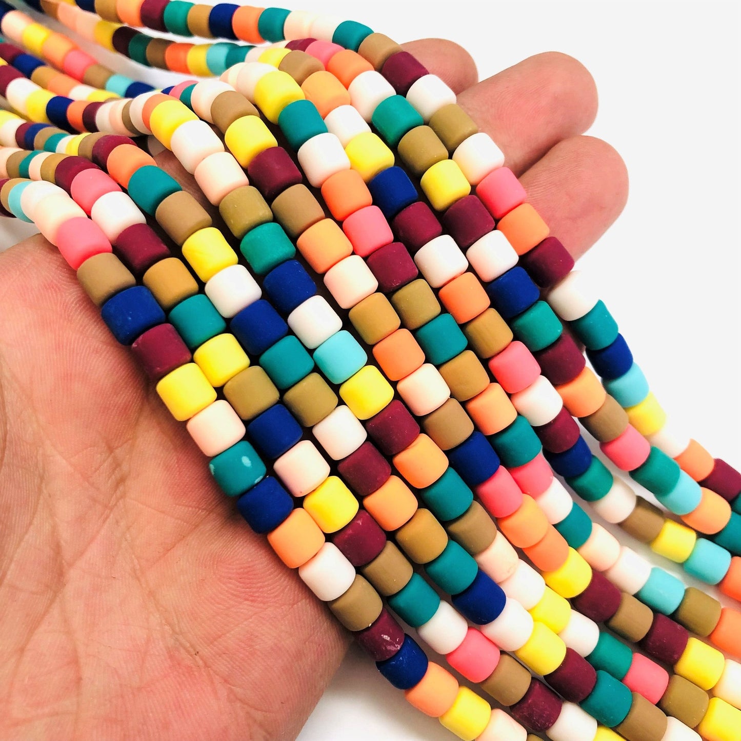 Lino-Perlen aus Polymer Clay - gemischte Farbe