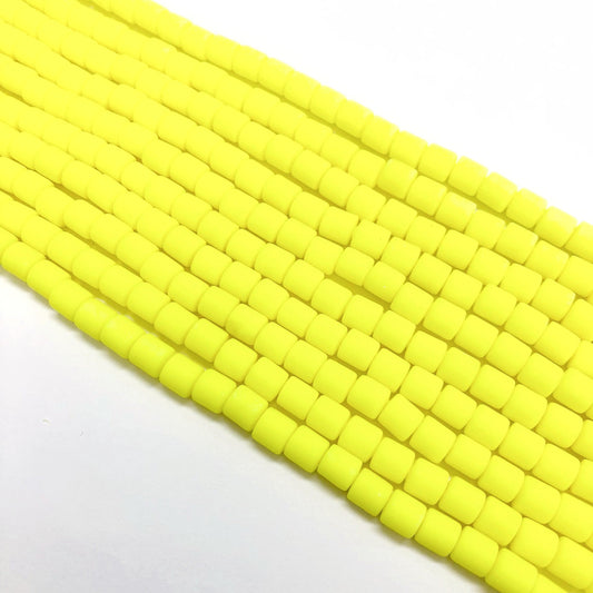 Polymer Clay Lino Beads - Neon Yellow