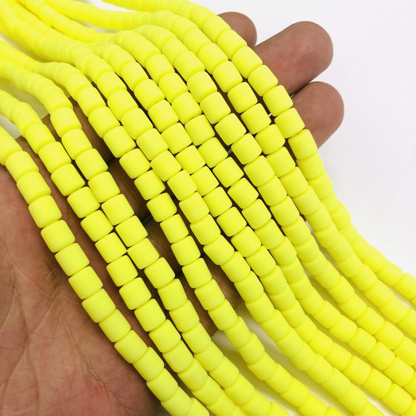Polymer Clay Lino Beads - Neon Yellow