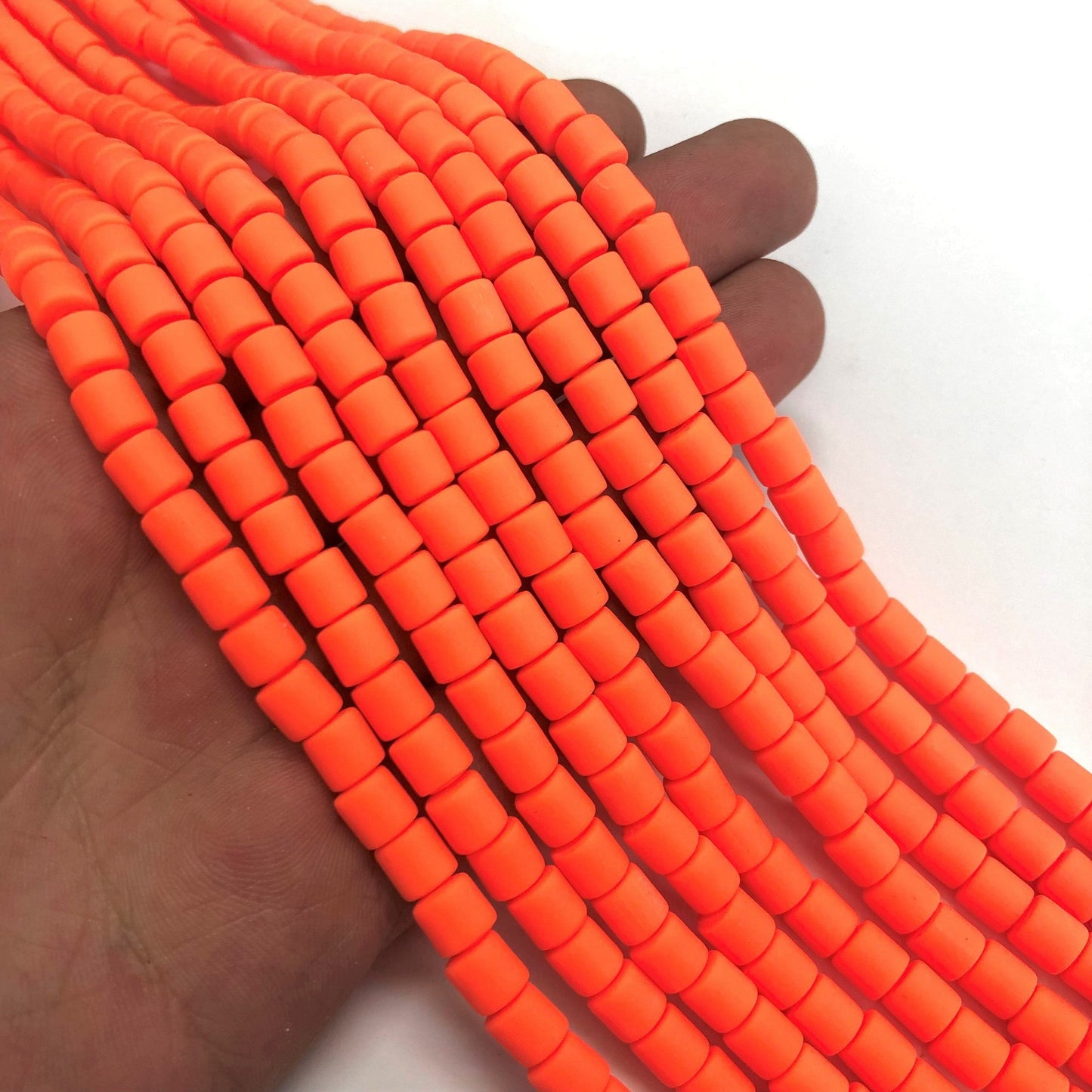 Polymer Clay Lino Beads -3 Neon Orange