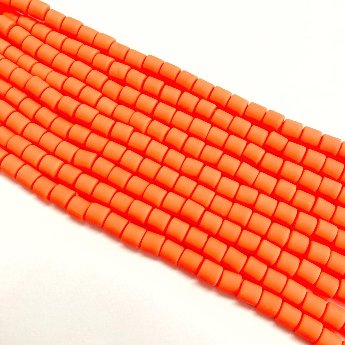 Polymer Clay Lino Beads -3 Neon Orange