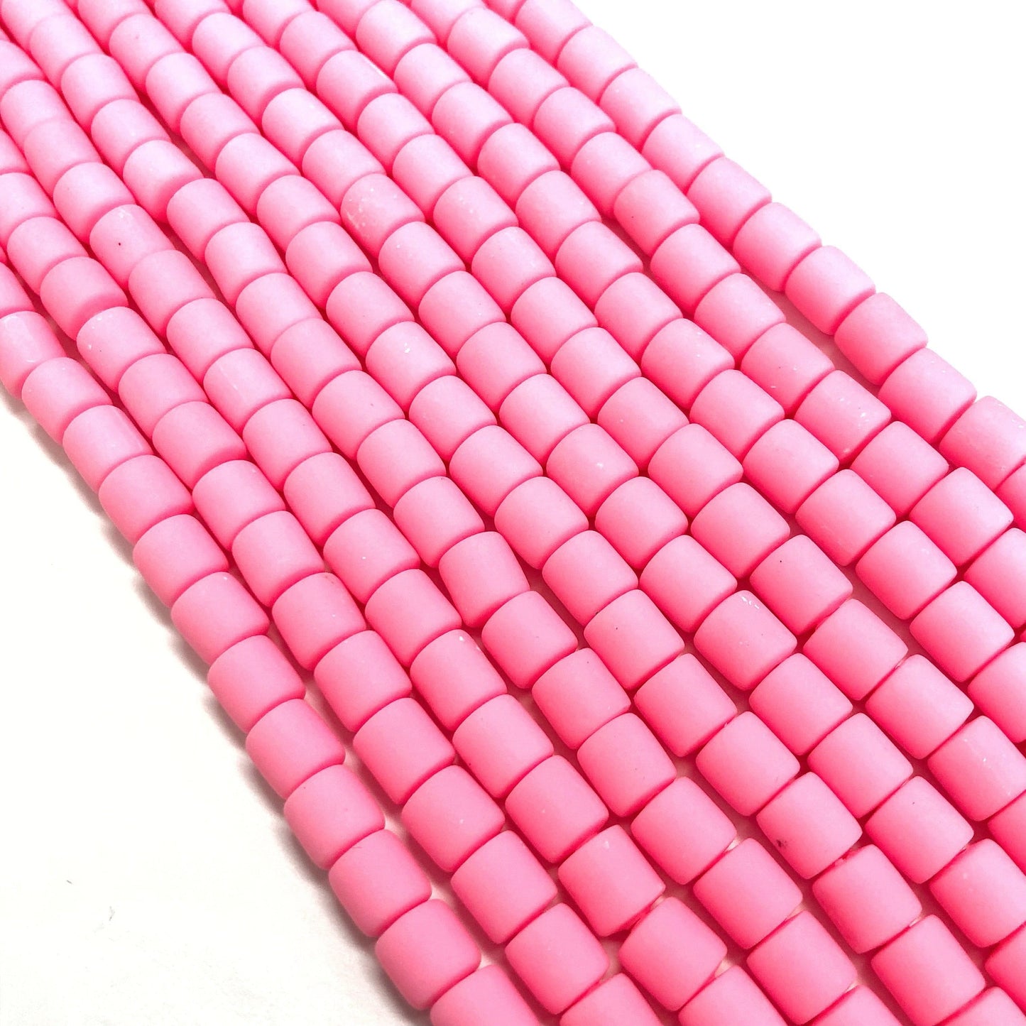 Polymer Clay Lino Beads - 5 Candy Pink