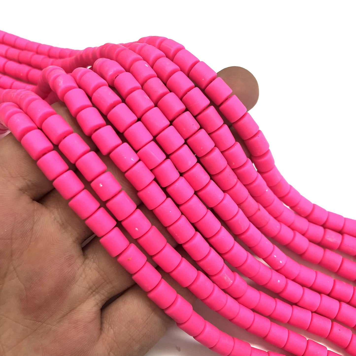 Polymer Clay Linolperlen - 4 Neon Pink