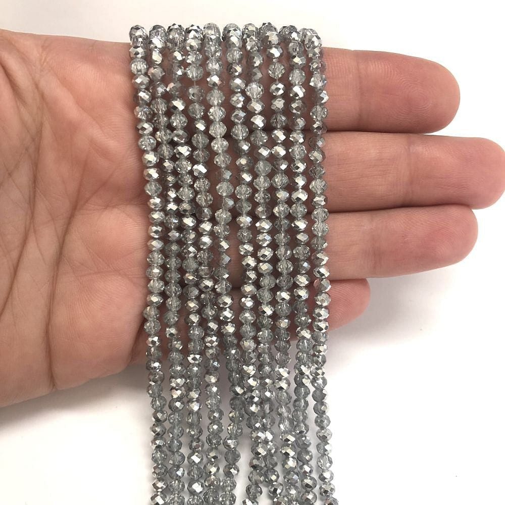 Crystal Bead, Chinese Crystal-3mm-4 - Silver transparent Janjan