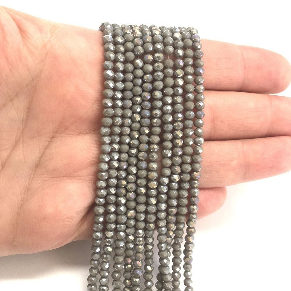 Kristal Boncuk, Çin Kristali-3mm-5 - Janjan Gri