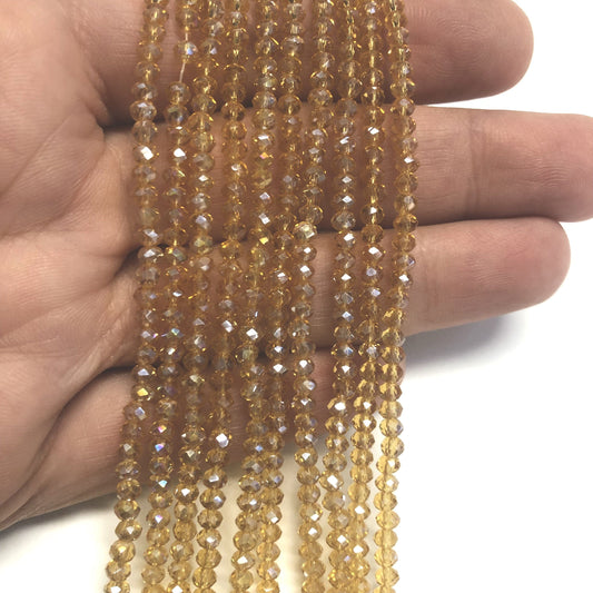 Kristallperlen, chinesischer Kristall, 3 mm, 15, honigfarben
