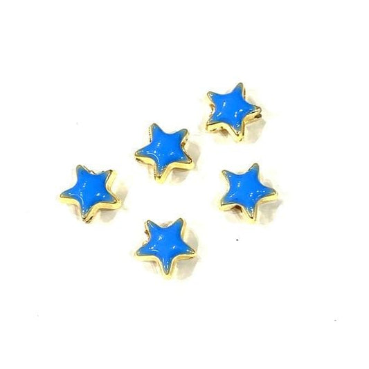 Altın Kaplama Mineli Yıldız Aparat 8 mm (Koyu Mavi )