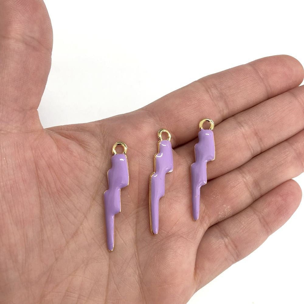 Gold-Plated Enamel Lightning Swing Attachment - Lilac