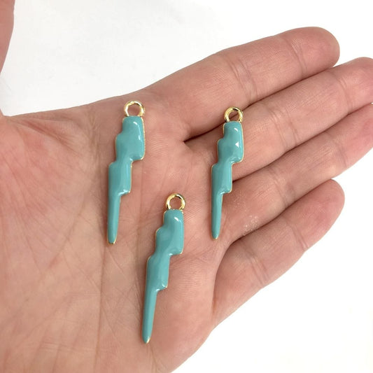 Gold Plated Enamel Lightning Swing Attachment - Turquoise