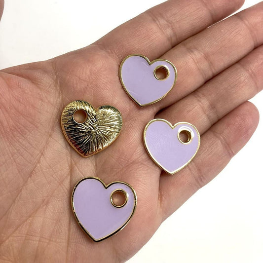 Gold Plated Enamel Heart Shaking Apparatus - Lilac