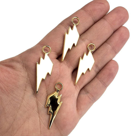 Vergoldeter emaillierter Big Lightning Shackler - Weiß