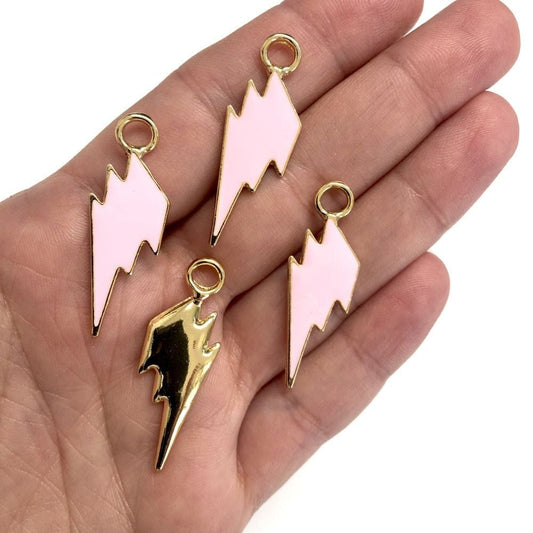 Vergoldeter emaillierter Big Lightning Schäkel – Pink