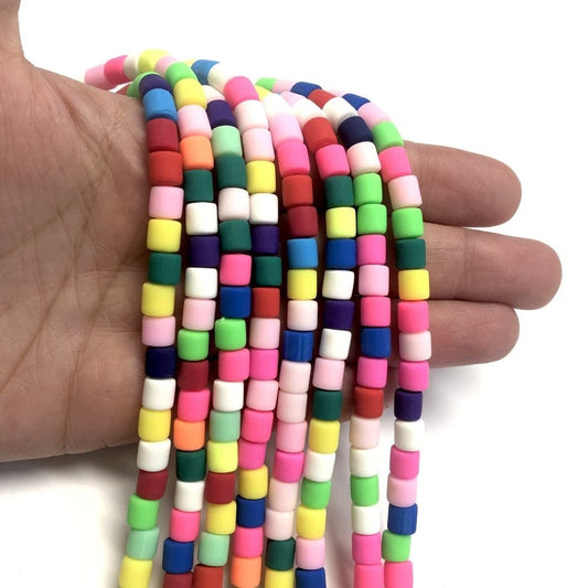 Lino-Perlen aus Polymer Clay - gemischte lebendige Farben