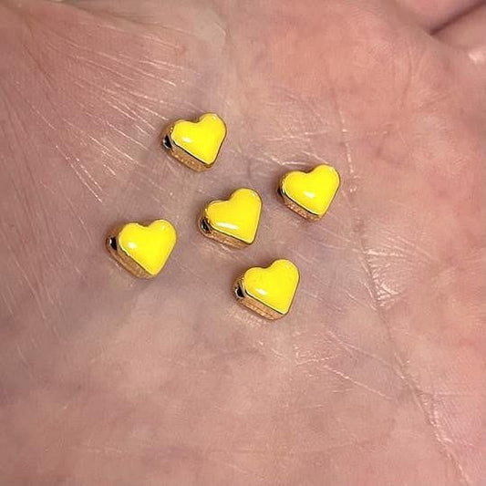 Altın Kaplama Mineli Kalp Aparat Neon Sarı