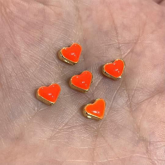 Gold Plated Enamel Heart Apparatus Neon Orange