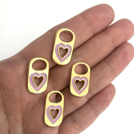 Gold Plated Enamel Heart Apparatus-Lilac
