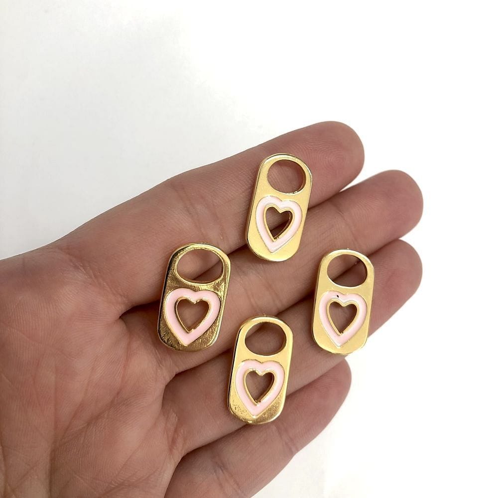 Gold Plated Enamel Heart Apparatus- Pink