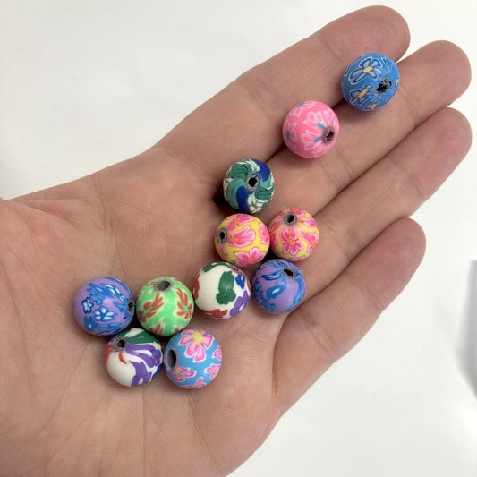 Polymer Clay (Fimo) Mixed Flower Ball 12mm