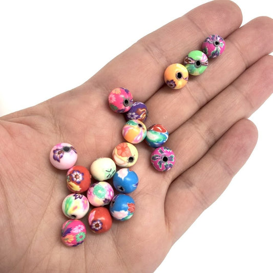 Polymer Clay (Fimo) Mixed Flower Ball 8mm