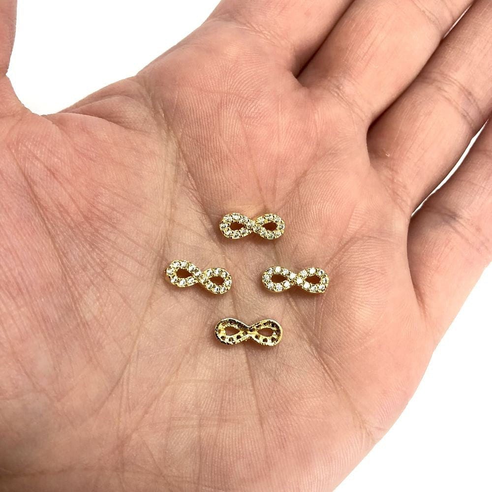 Brass Gold Plated Zircon Stone Mini Spacer Infinity