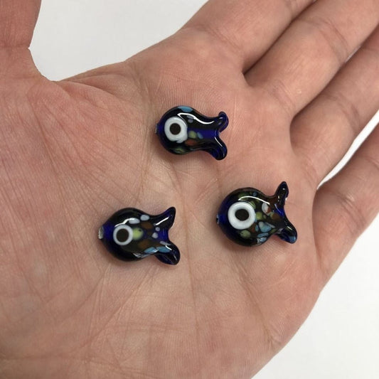 Murano Cam Tombul Balık-Kobalt