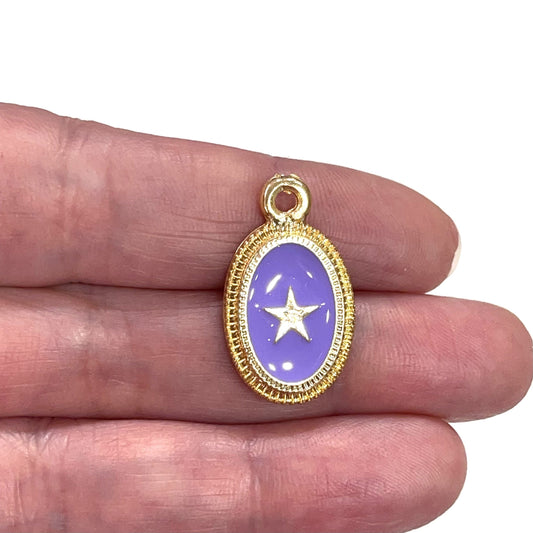 Gold Plated Enamel Star Figured Pendant - Lilac