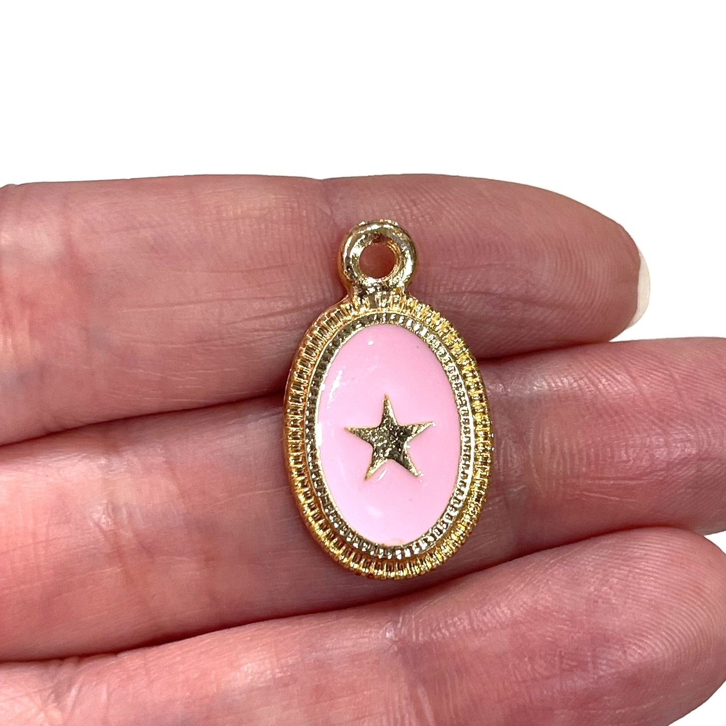 Gold Plated Enamel Star Figured Pendant - Light Pink