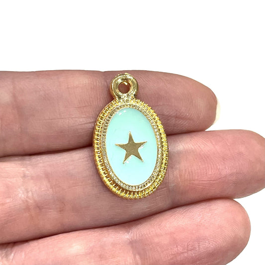 Gold Plated Enamel Star Figured Pendant - Mint