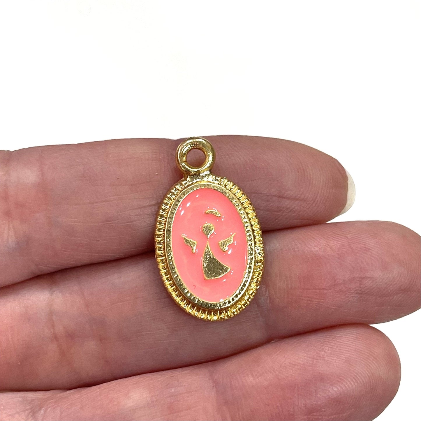 Gold Plated Enamel Angel Figure Pendant - Baby Mouth