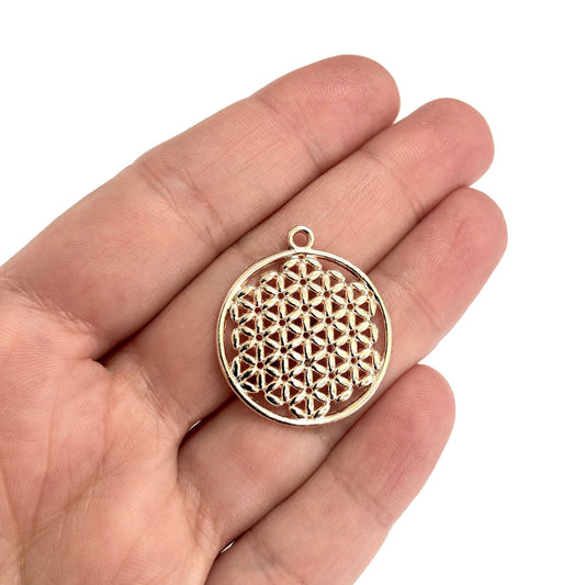 Rose Gold Plated Flower of Life Pendant -3