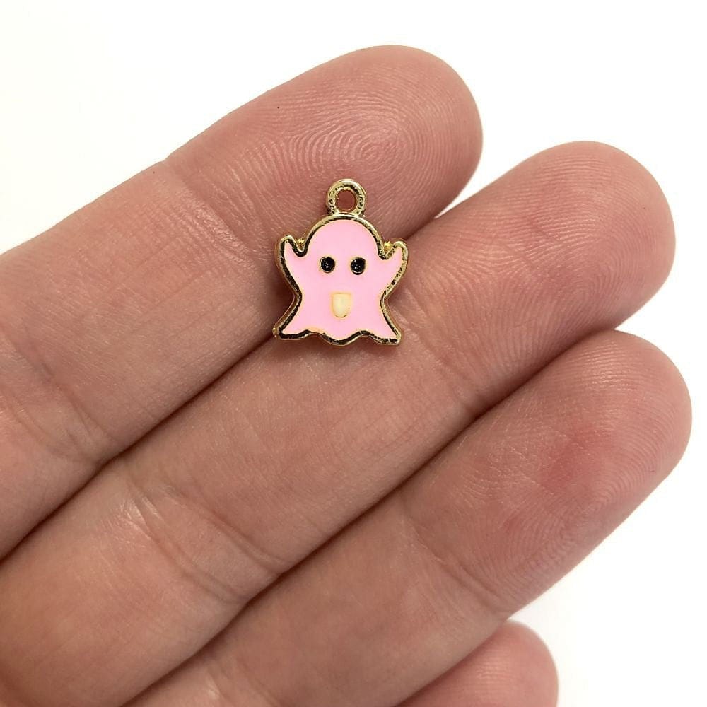 Gold-Plated Enameled Ghost Shaking Attachment - Pink