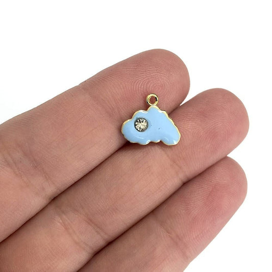 Gold Plated Enameled Zircon Stone Cloud Shaking Apparatus - Blue