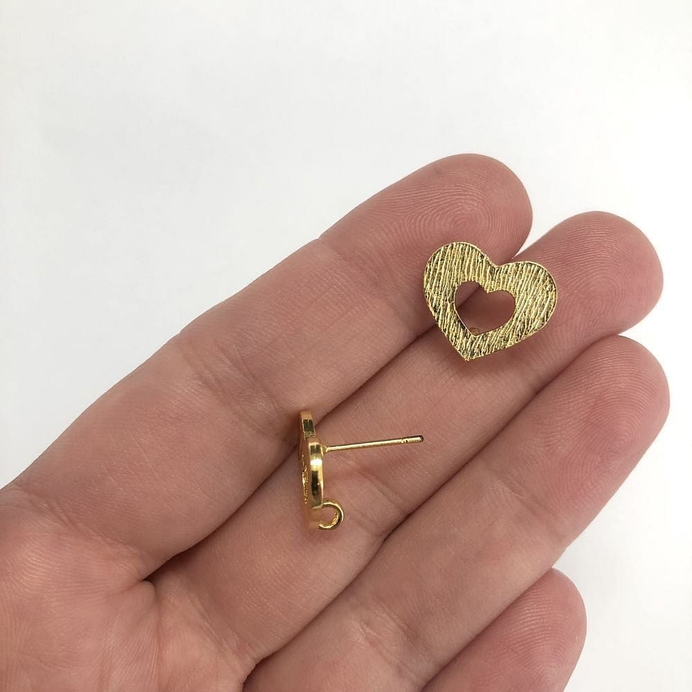 Gold Plated Brass Heart Earring Apart