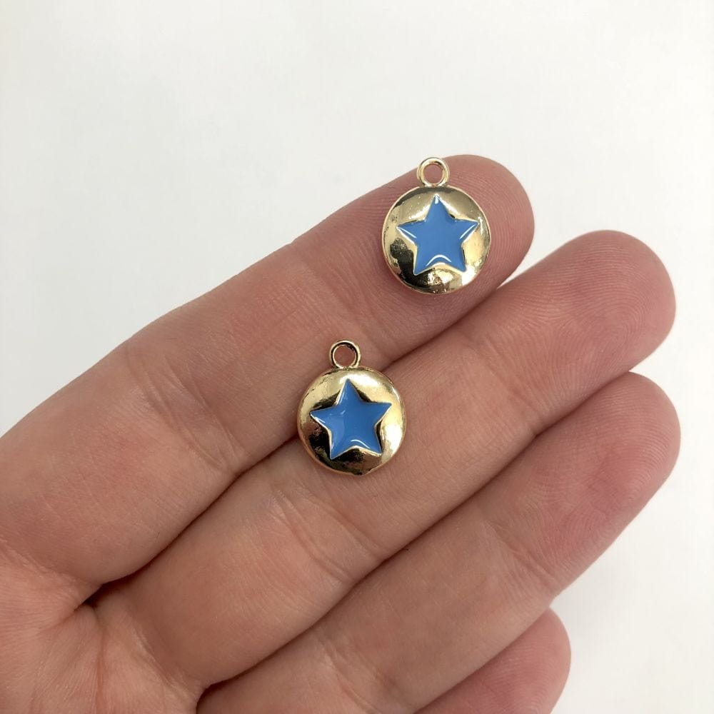 Brass Gold Plated Enameled Star Shaking Attachment Blue