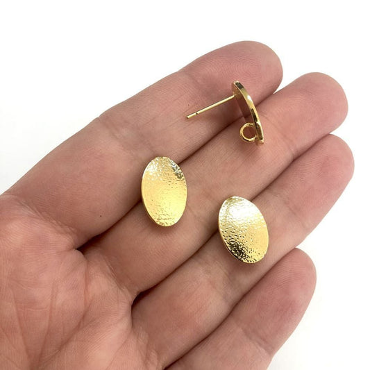 Ellipse-Ohrring aus vergoldetem Messing - 3