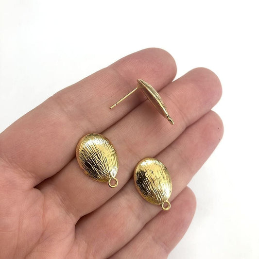 Ellipse-Ohrring aus vergoldetem Messing - 4