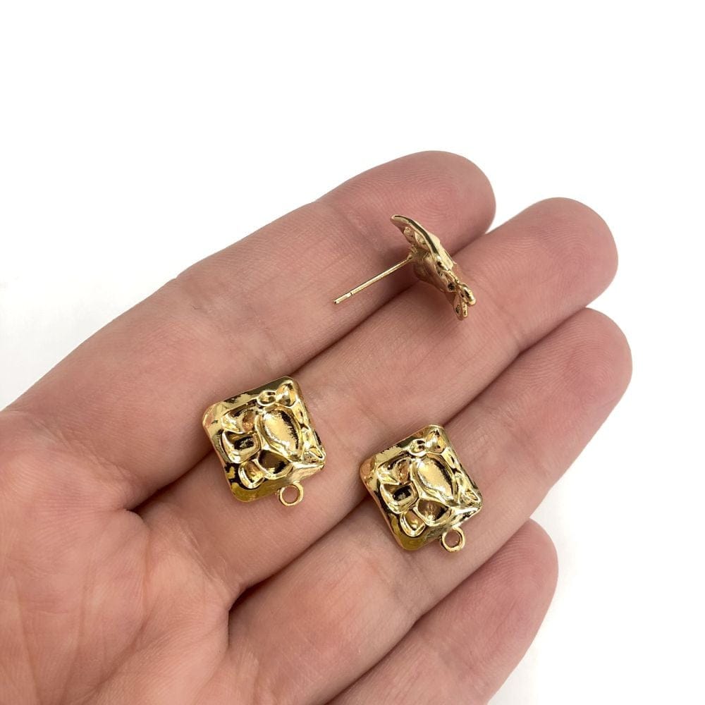 Gold Plated Brass Square Earring Apart