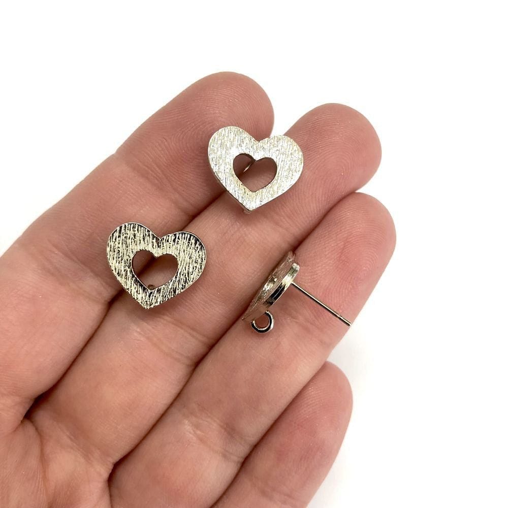 Rhodium Plated Brass Heart Earring Apparatus 