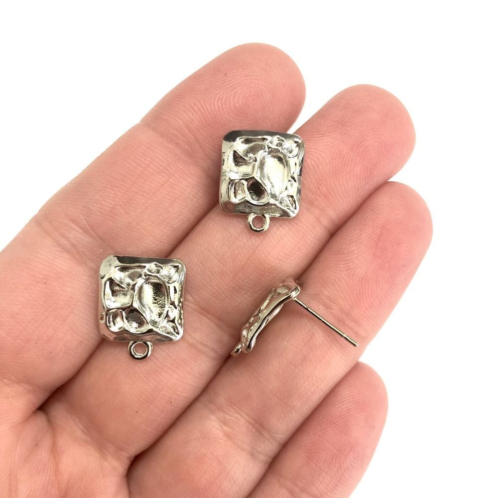 Rhodium Plated Brass Square Earring Apparatus 