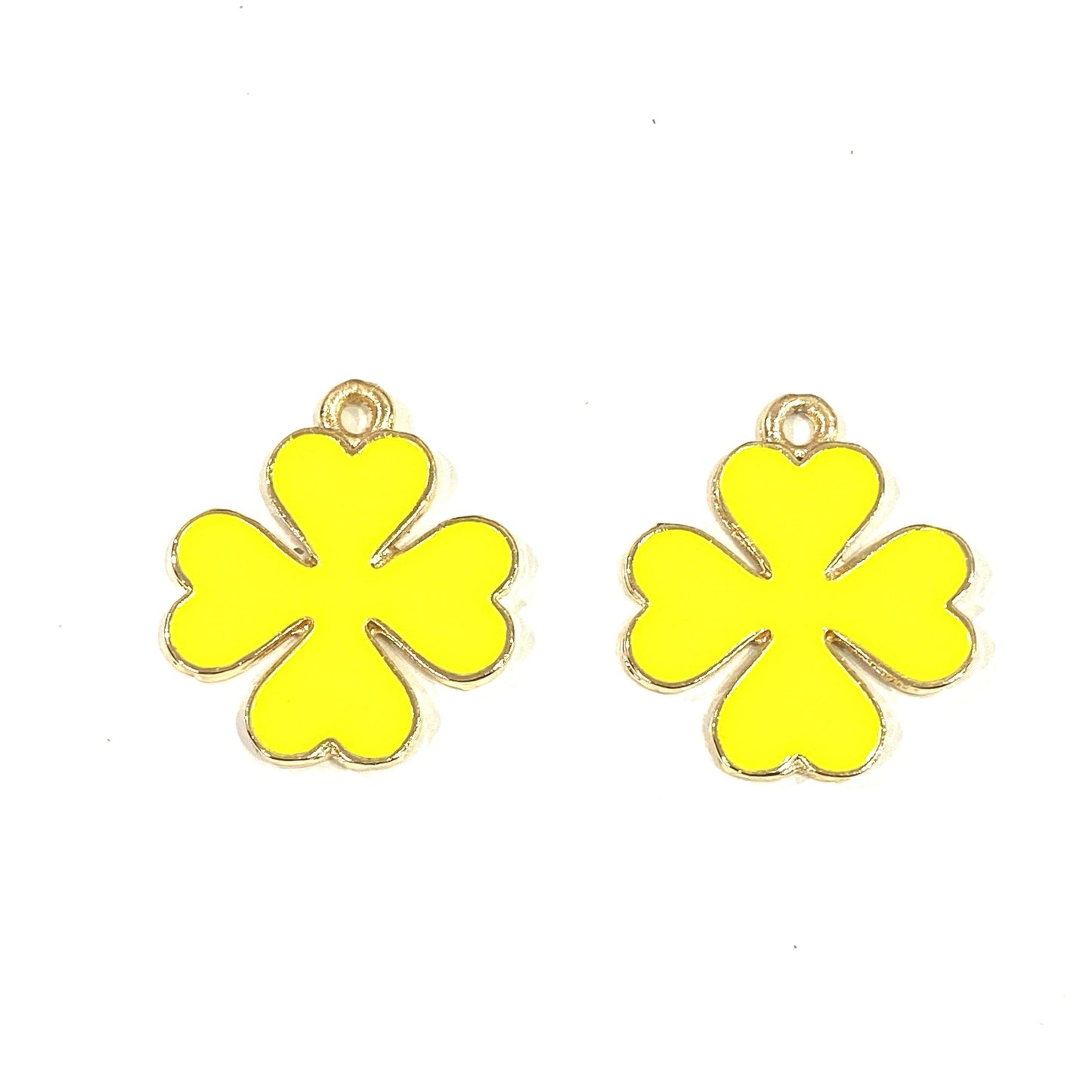 Gold Plated Enamel Clover Shaking Attachment - Yellow