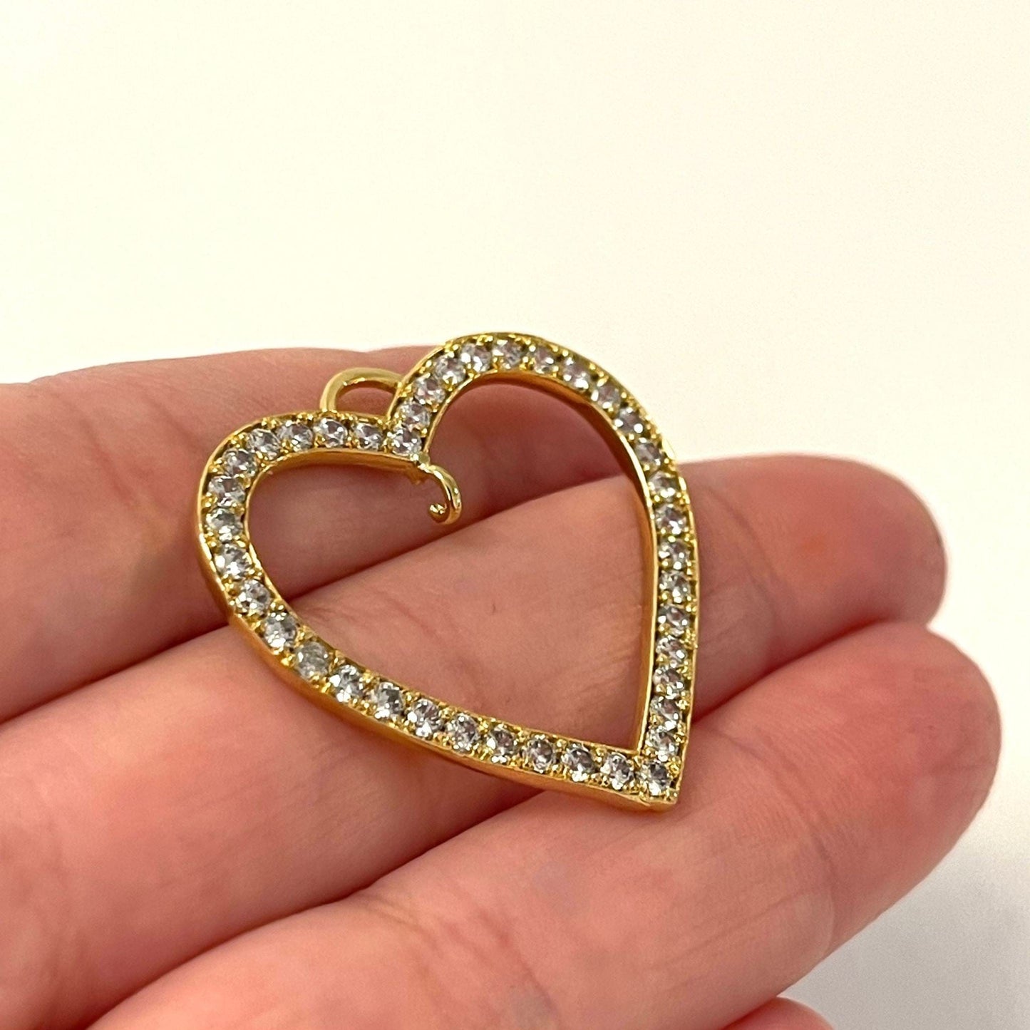 Gold Plated Zircon Stone Heart Pendant