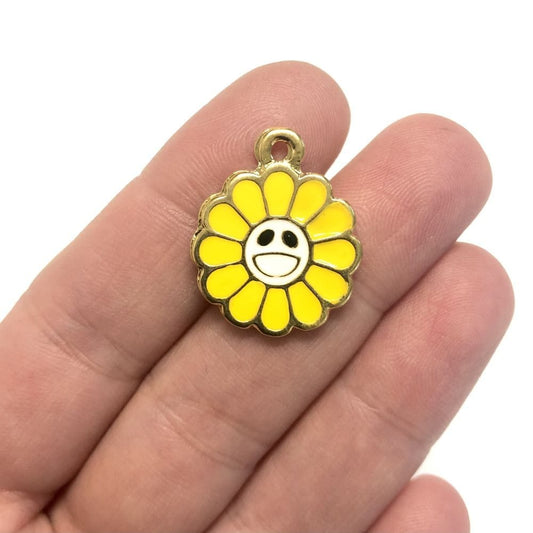 Gold Plated Smiley Daisy Pendant-5