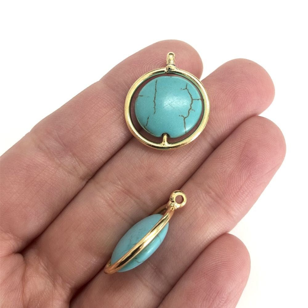 Gold Plated Howlite Turquoise Pendant