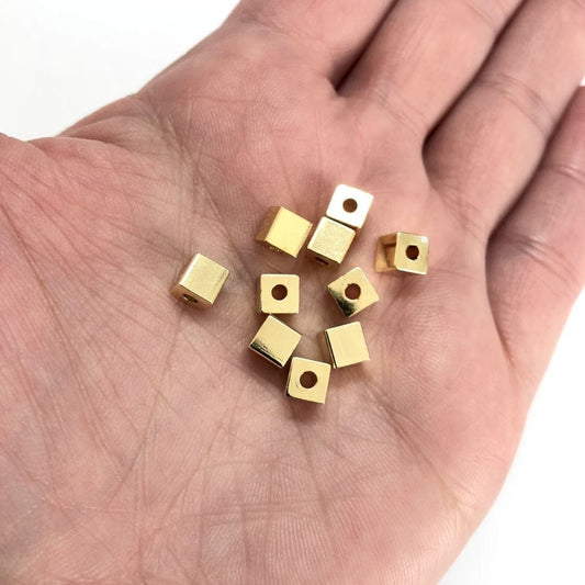Gold Plated Cube Spacer 6mm