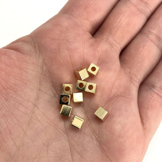 Gold Plated Cube Spacer 4mm - 1