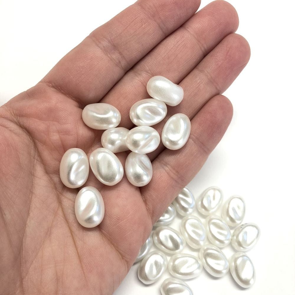 Plastic Shapeless Pearl - White 9x15mm